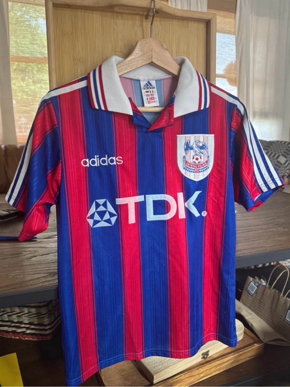 Youth Rare 1996-98 Crystal Palace FC Home Football Shirt Adidas TDK